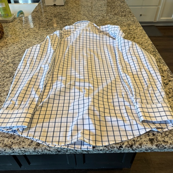 Mizzen+Main White Navy Windowpane Leeward Dress Shirt - Large - Picture 4 of 6